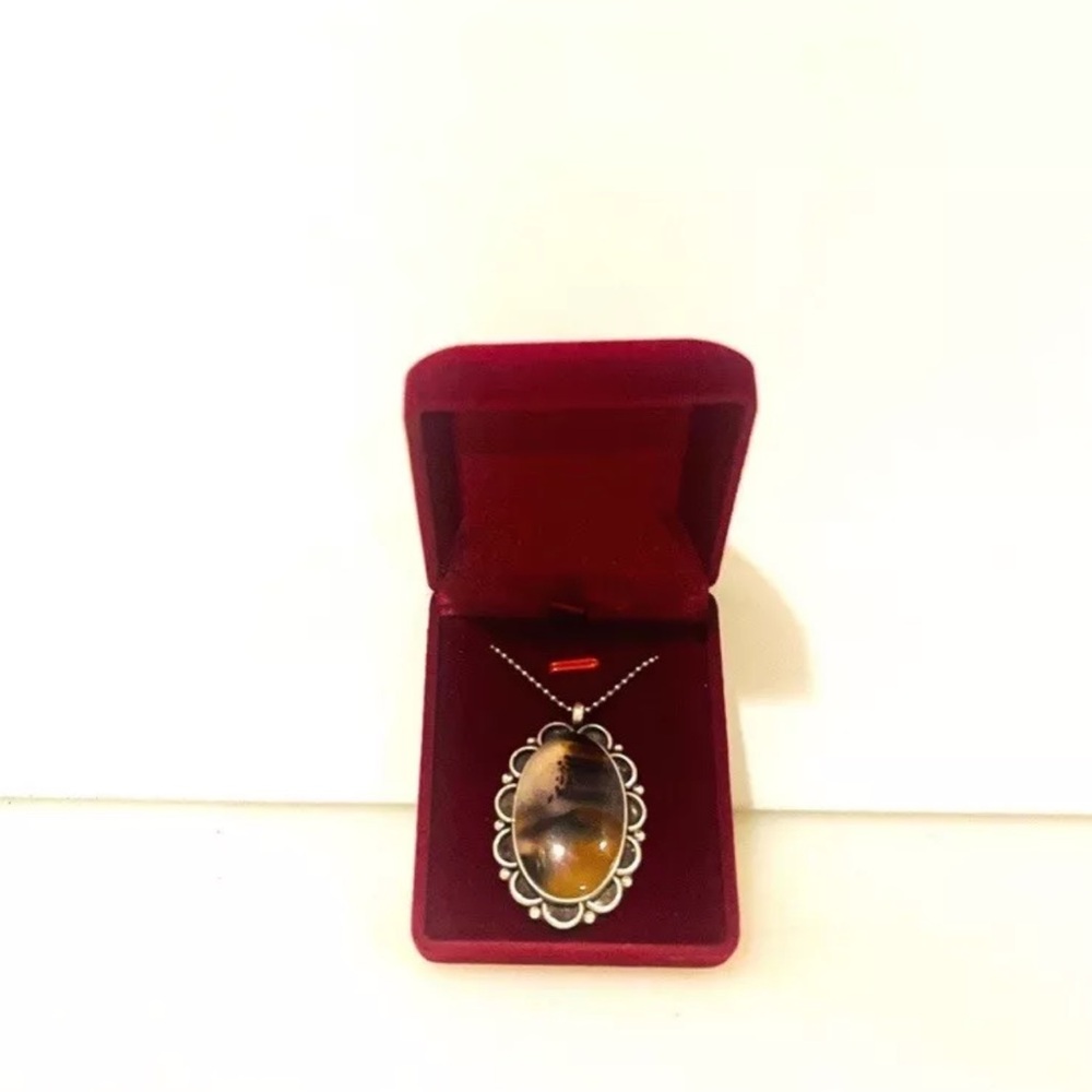 Montana Moss Agate 925 Sterling Silver Pendant Necklace 30" - Picture 5 of 9